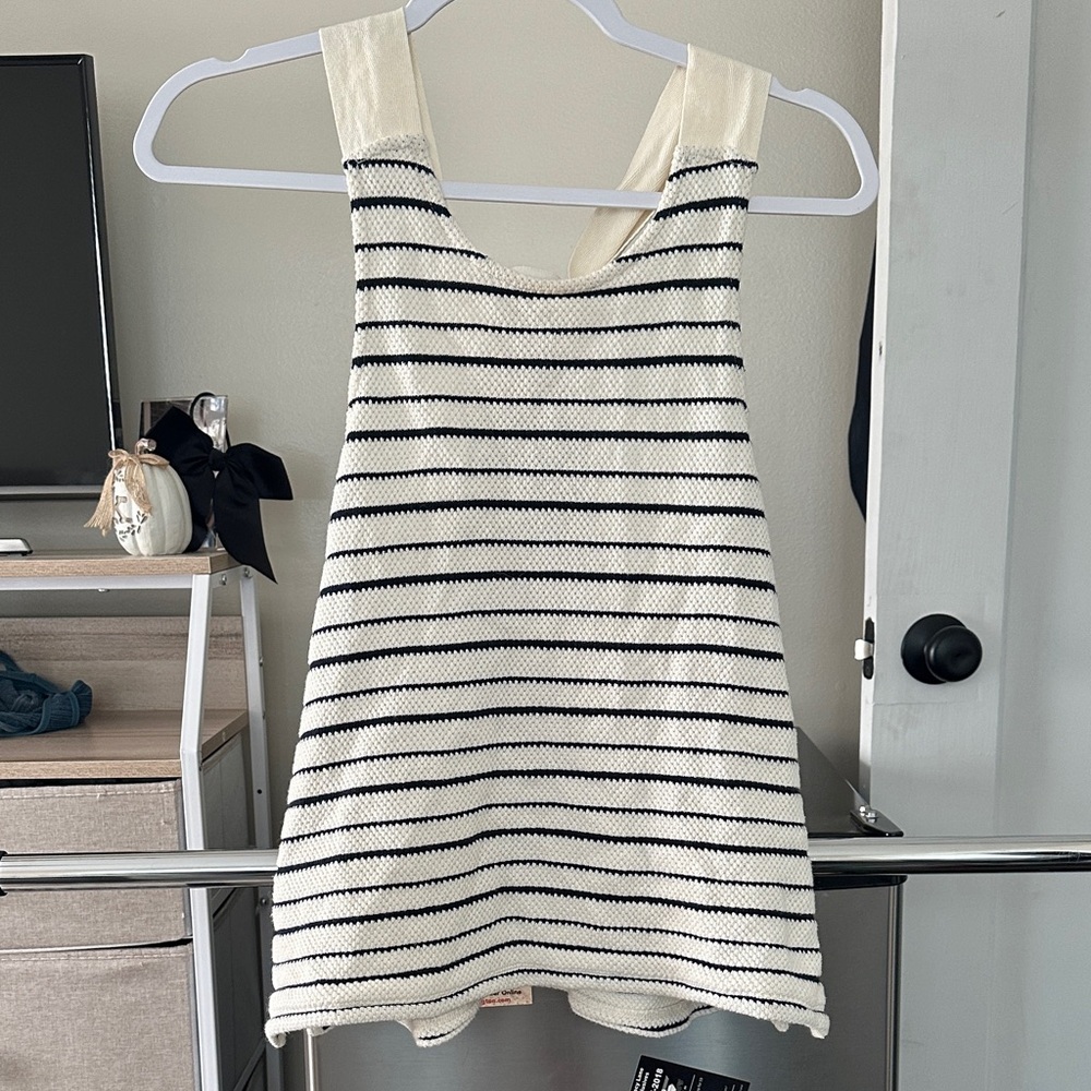 Madewell Black and White Striped Tank Top